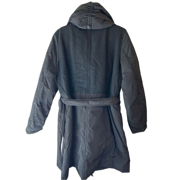 Kenneth Cole belted Mixed Media Down Feather puffer coat XL minimalist career - Picture 2 of 11